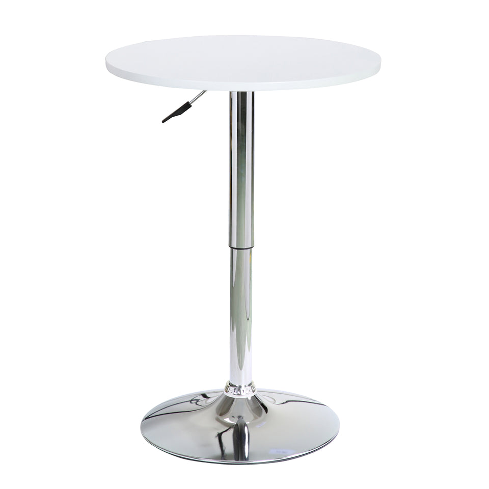 Bentley Adjustable Pub Table in White and Chrome Metal finish