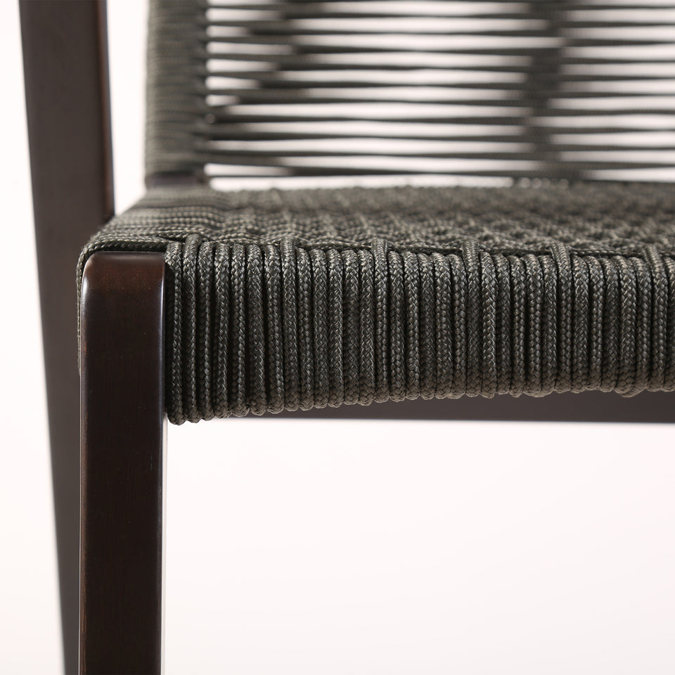 Brielle Outdoor Dark Eucalyptus Wood and Grey Rope Counter and Bar height Stool