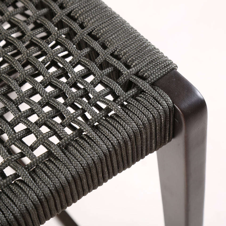 Brielle Outdoor Dark Eucalyptus Wood and Grey Rope Counter and Bar height Stool