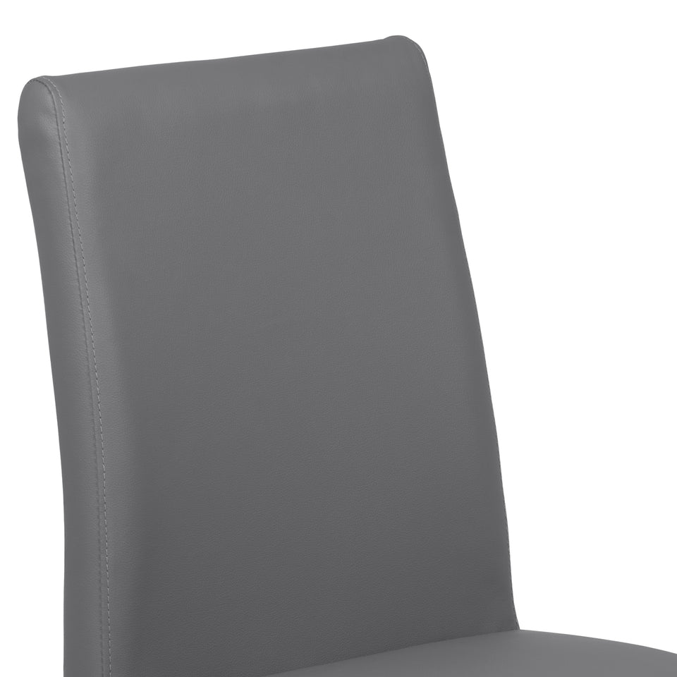 Blanca Contemporary Dining Chair in Gray Faux Leather with Brushed Stainless Steel Finish - Set of 2