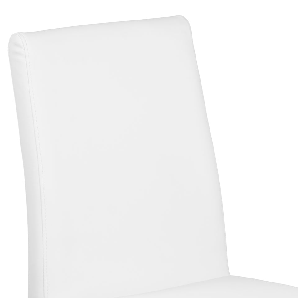 Blanca Contemporary Dining Chair in White Faux Leather with Brushed Stainless Steel Finish - Set of 2