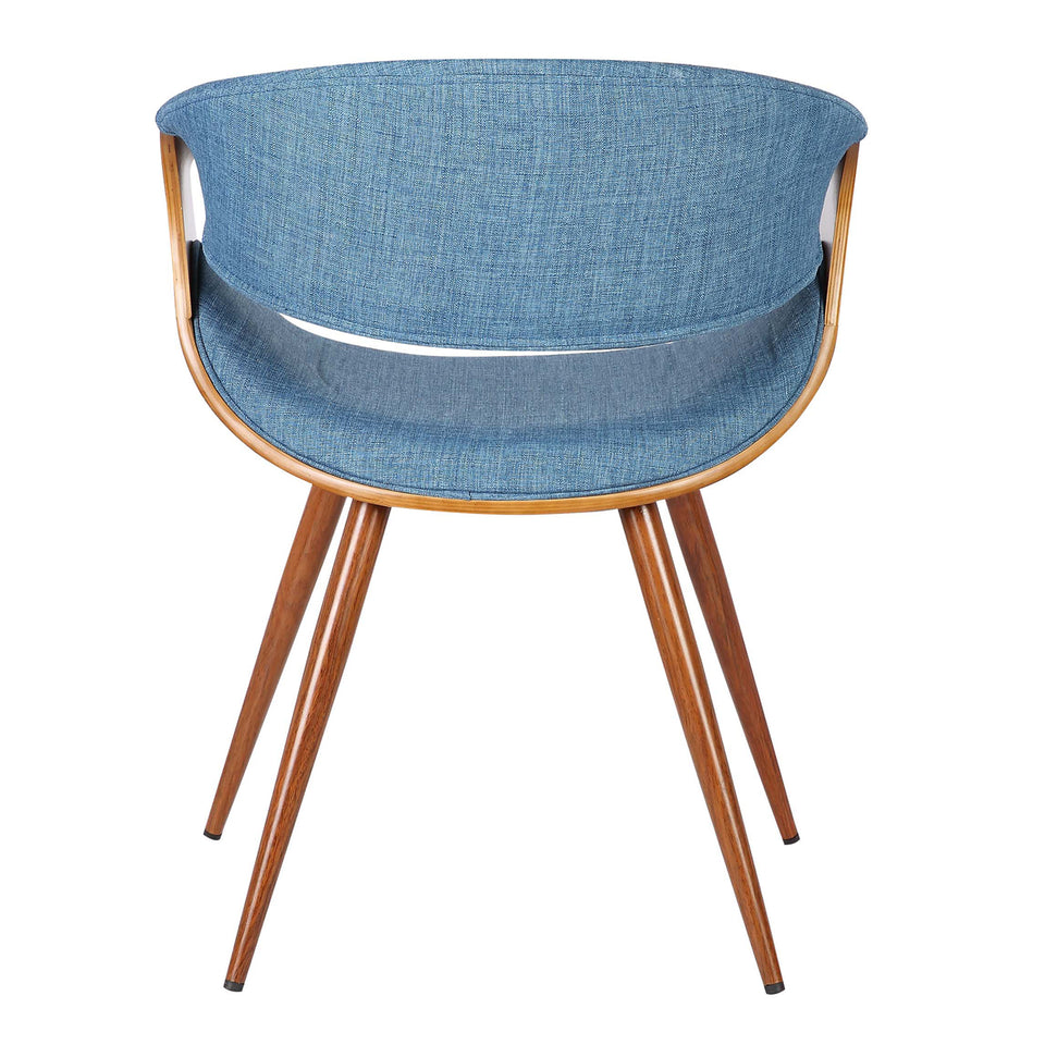 Butterfly Mid-Century Dining Chair in Walnut Finish and Blue Fabric