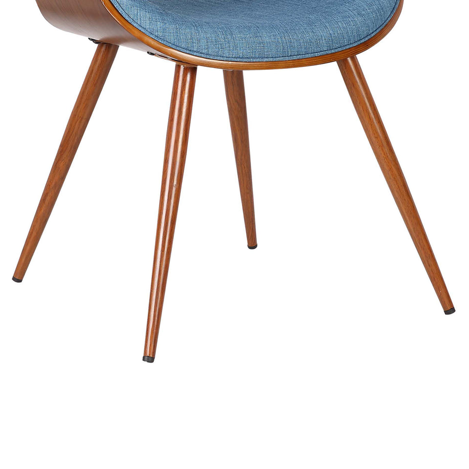 Butterfly Mid-Century Dining Chair in Walnut Finish and Blue Fabric