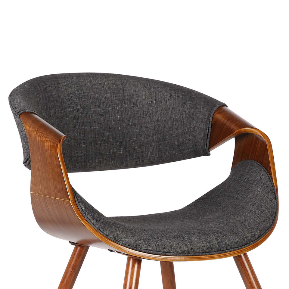 Butterfly Mid-Century Dining Chair in Walnut Finish and Charcoal Fabric