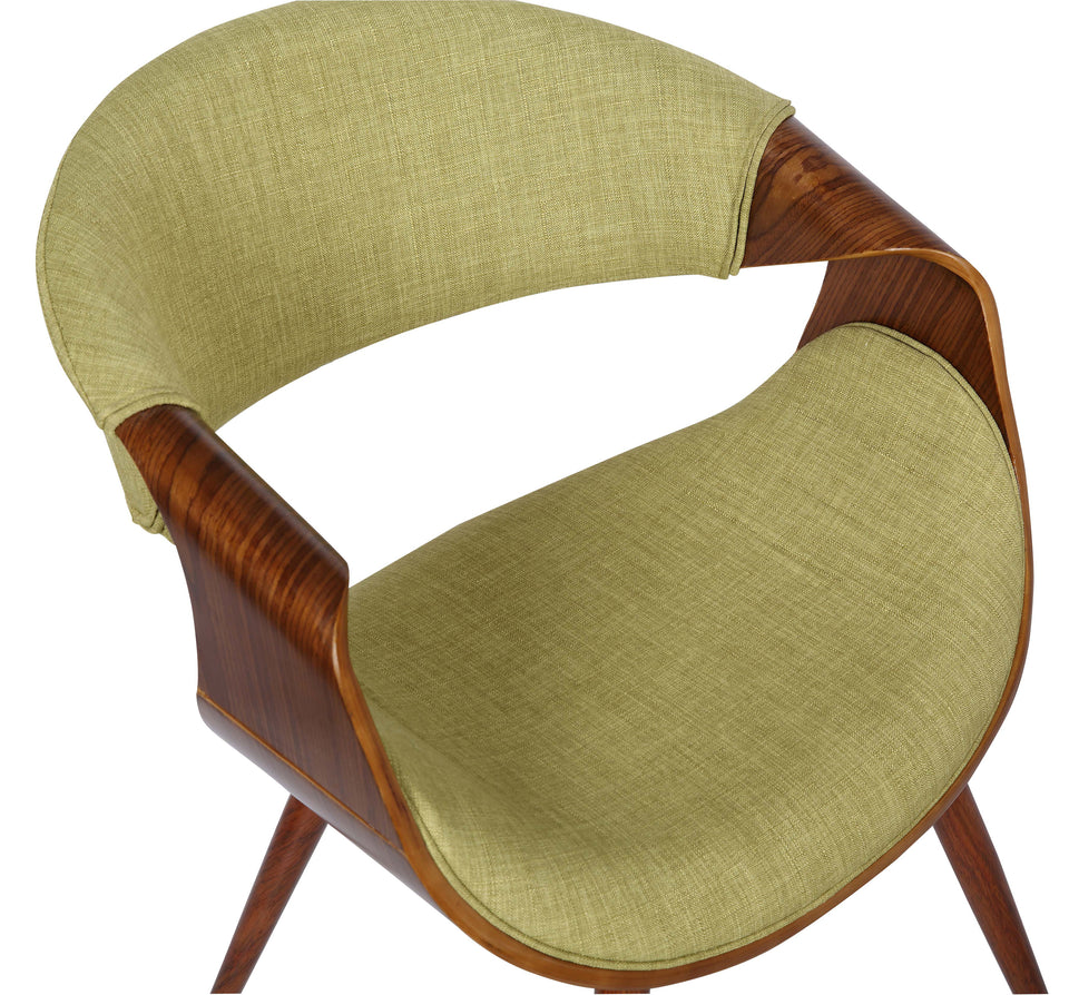 Butterfly Mid-Century Dining Chair in Walnut Finish and Green Fabric