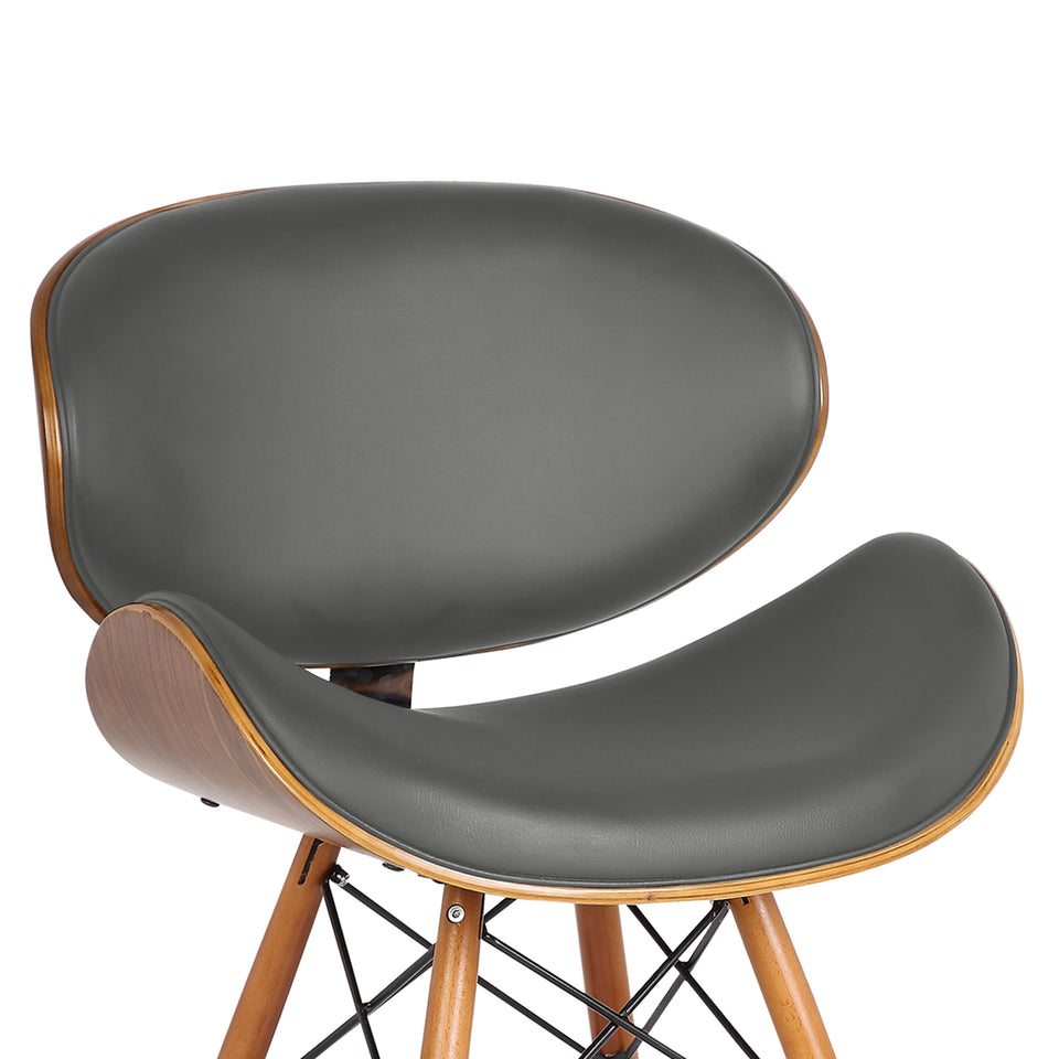 Cassie Mid-Century Dining Chair in Walnut Wood and Gray Faux Leather