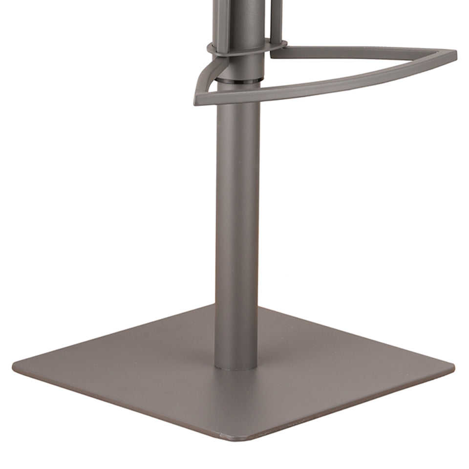 Café Adjustable Gray Metal Barstool in Gray Pu with Walnut Back
