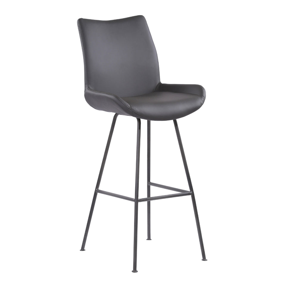 Coronado Contemporary 30" Bar Height Barstool in Brushed Gray Powder Coated Finish and Gray Faux Leather