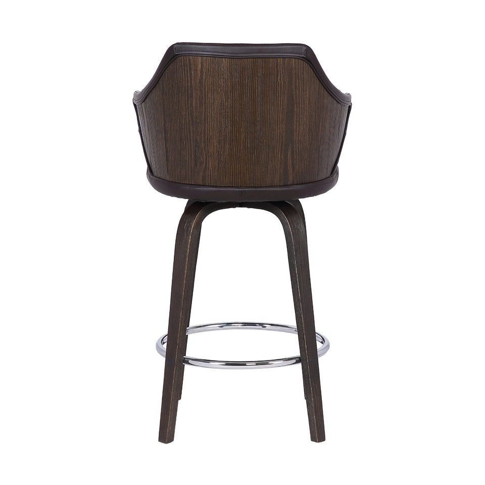 Camden 30" Mid-Century Brown Faux Leather Bar Stool