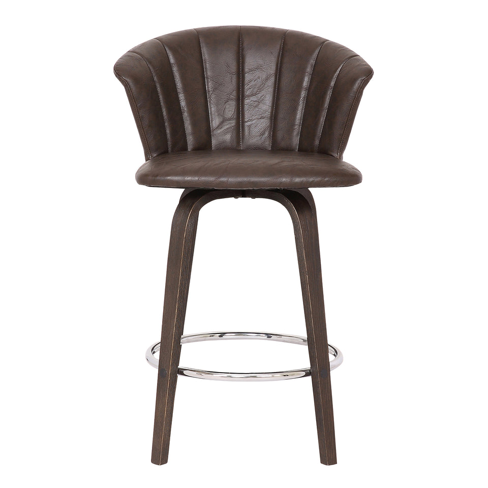 Connie 26" Modern Brown Faux Leather Bar Stool
