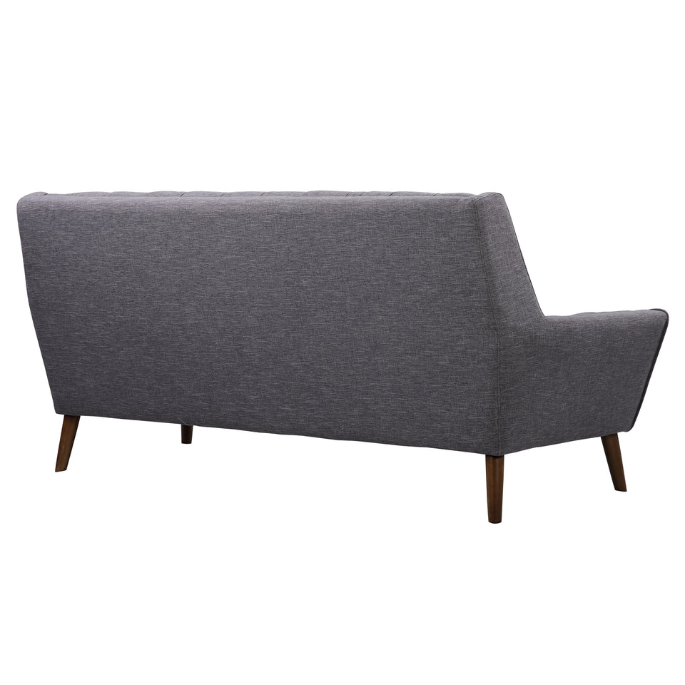 Cobra Mid-Century Modern Sofa in Dark Gray Linen and Walnut Legs