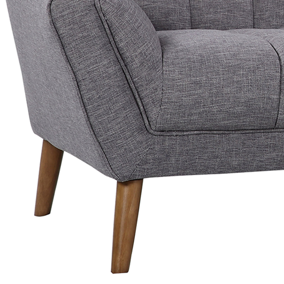 Cobra Mid-Century Modern Sofa in Dark Gray Linen and Walnut Legs