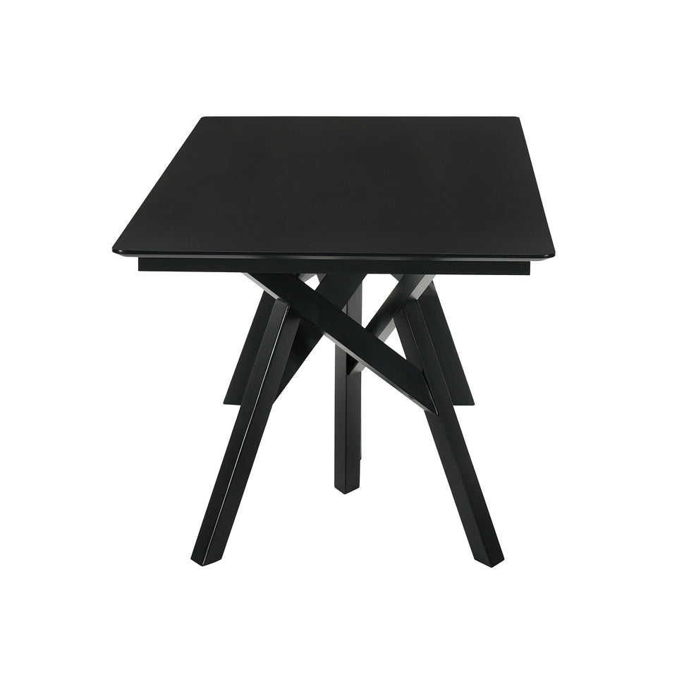 Cortina 79" Mid-Century Modern Black Wood Dining Table with Black Legs