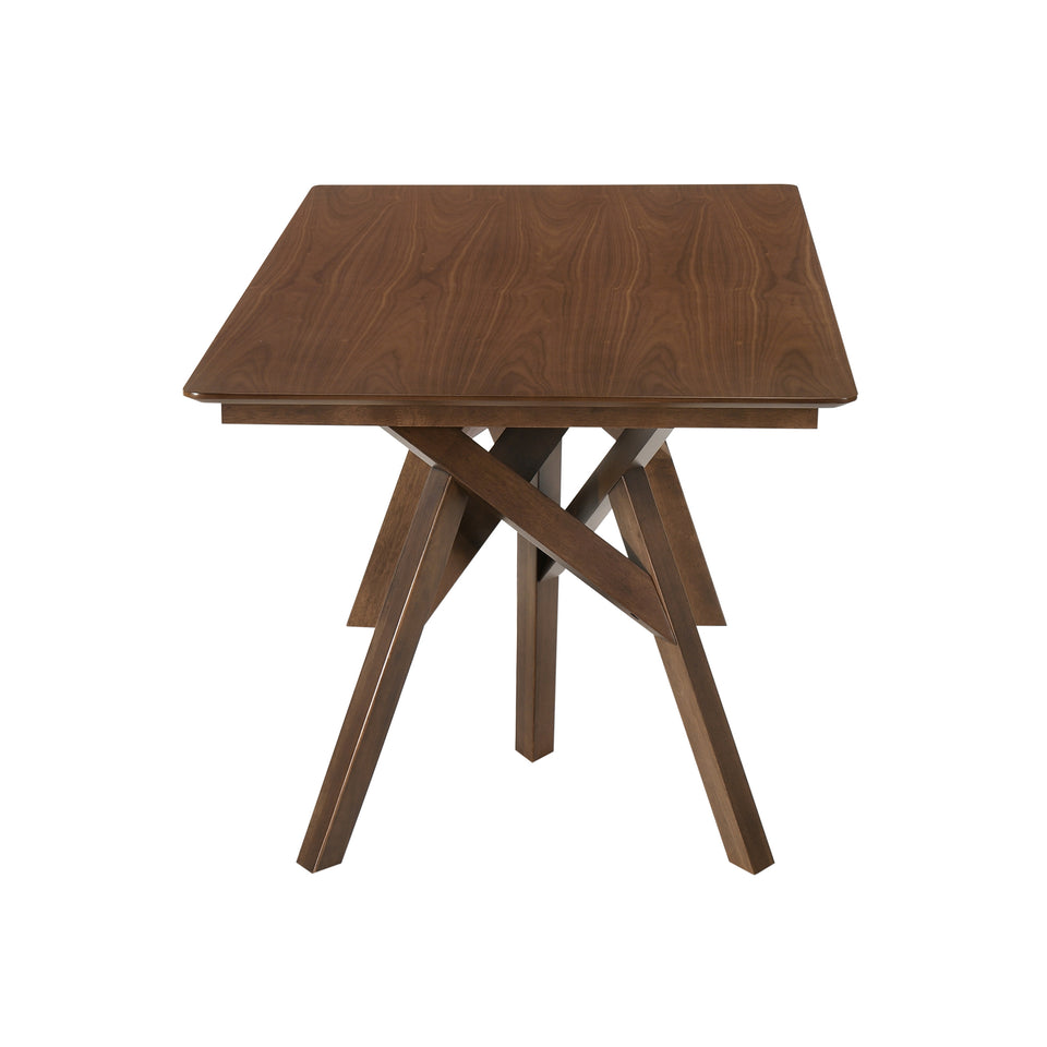 Cortina 79" Mid-Century Modern Walnut Wood Dining Table with Walnut Legs