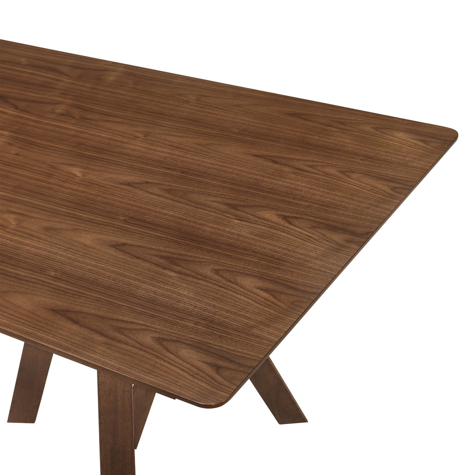 Cortina 79" Mid-Century Modern Walnut Wood Dining Table with Walnut Legs
