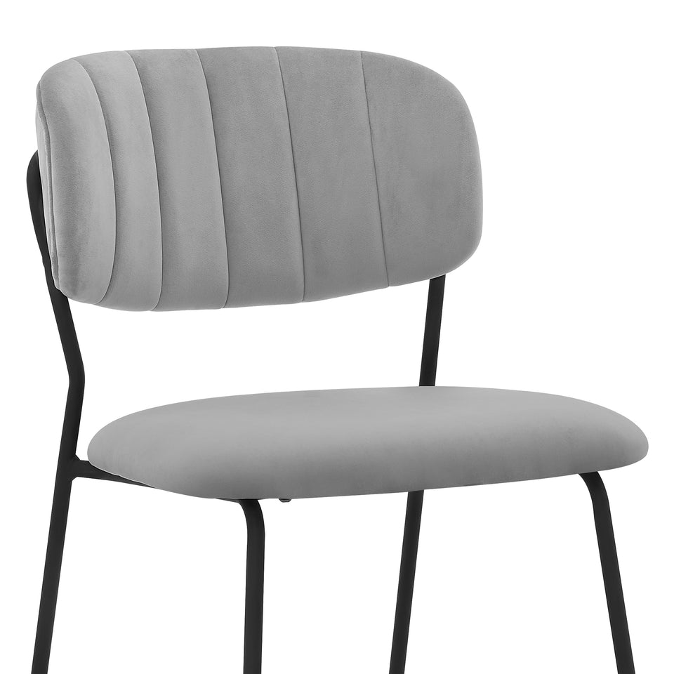 Carlo Gray Velvet and Metal Dining Room Chairs - Set of 2