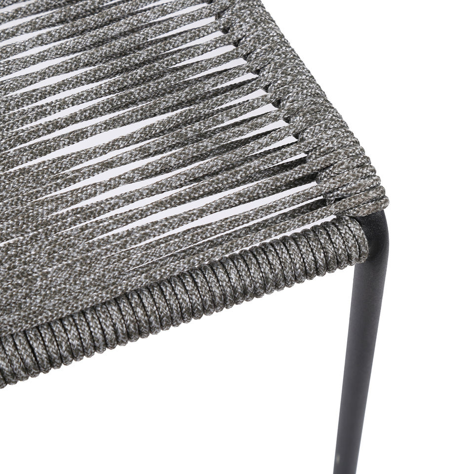 Clip Indoor Outdoor Stackable Steel Dining Chair with Grey Rope - Set of 2
