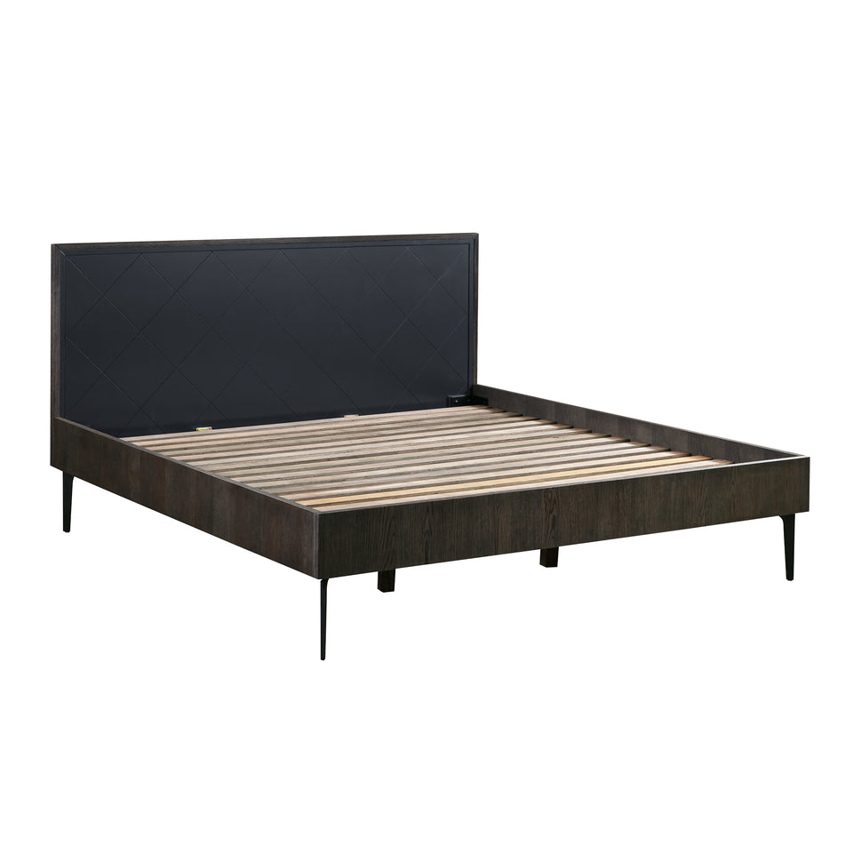Cross Solid Oak and Metal King or Queen Platform Bed Frame