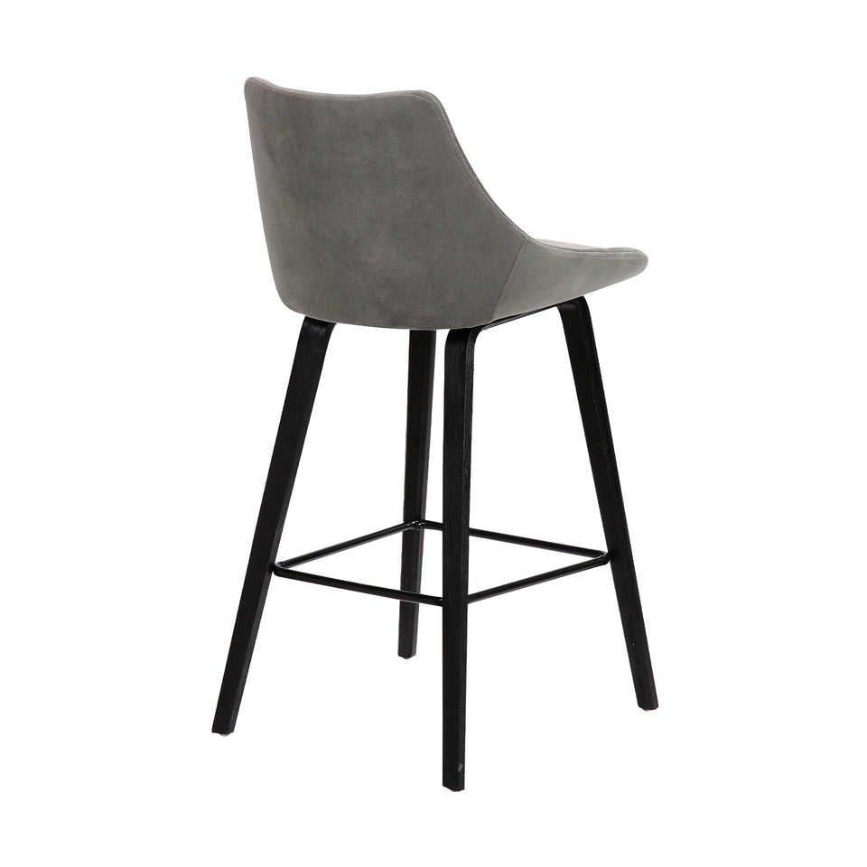 Dani 26" Gray Velvet Barstool in Black Brushed Wood Finish