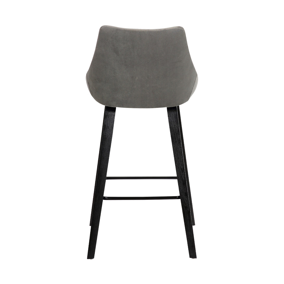 Dani 26" Gray Velvet Barstool in Black Brushed Wood Finish