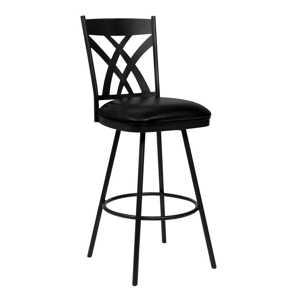 Dover 26" Counter Height Barstool in Matte Black Finish and Black Faux Leather
