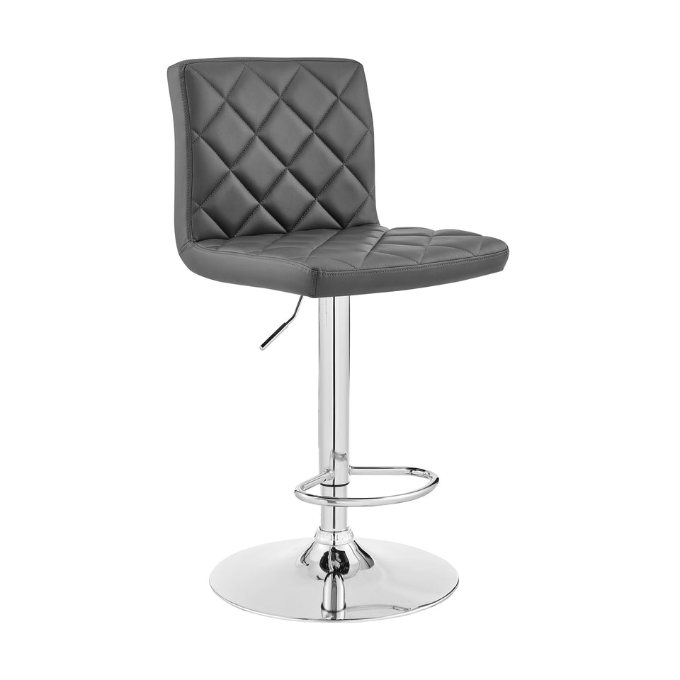 Duval Adjustable Gray Faux Leather Swivel Bar Stool