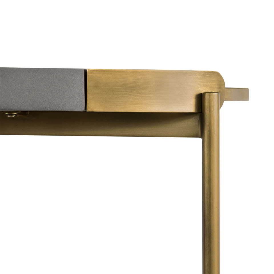 Dua Gray Concrete Console Table with Antique Brass