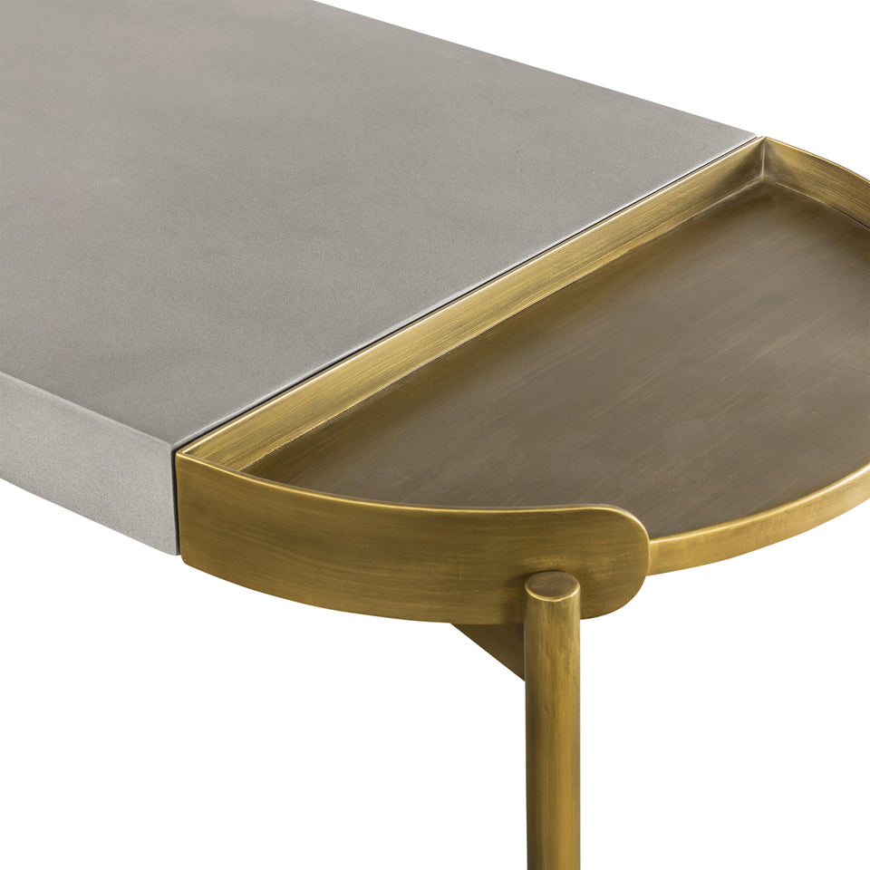 Dua Gray Concrete Console Table with Antique Brass