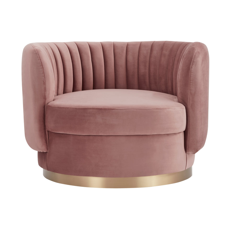Davy Blush Velvet Swivel Accent Chair with Gold Base