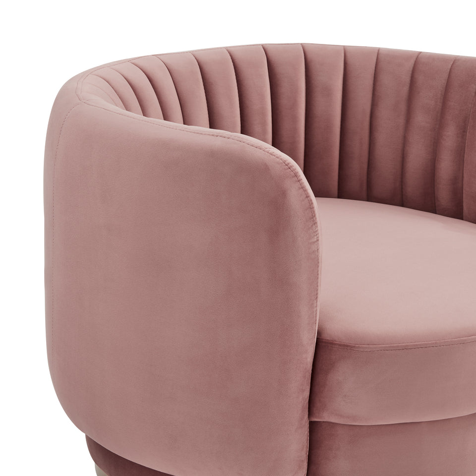 Davy Blush Velvet Swivel Accent Chair with Gold Base