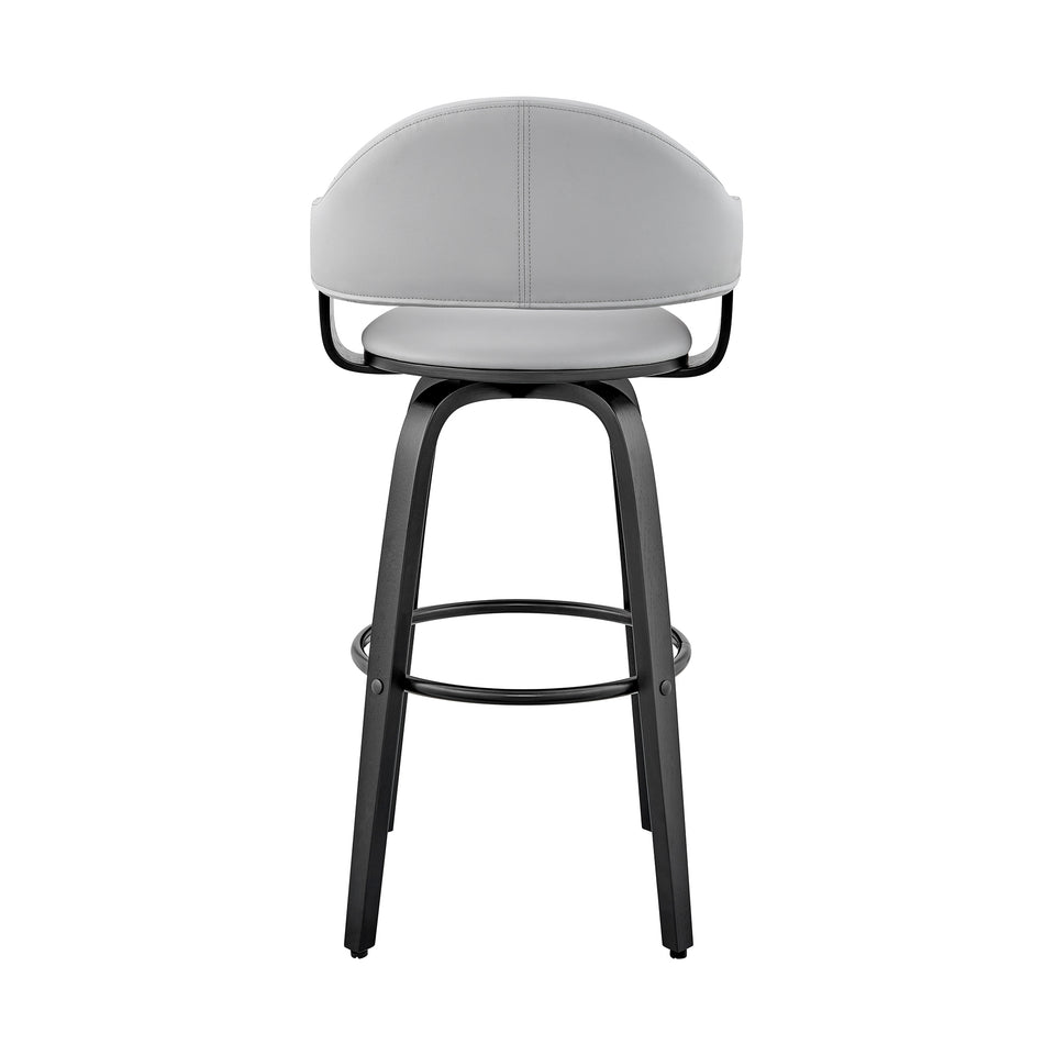 Daxton 30" Gray Faux Leather and Black Wood Bar Stool