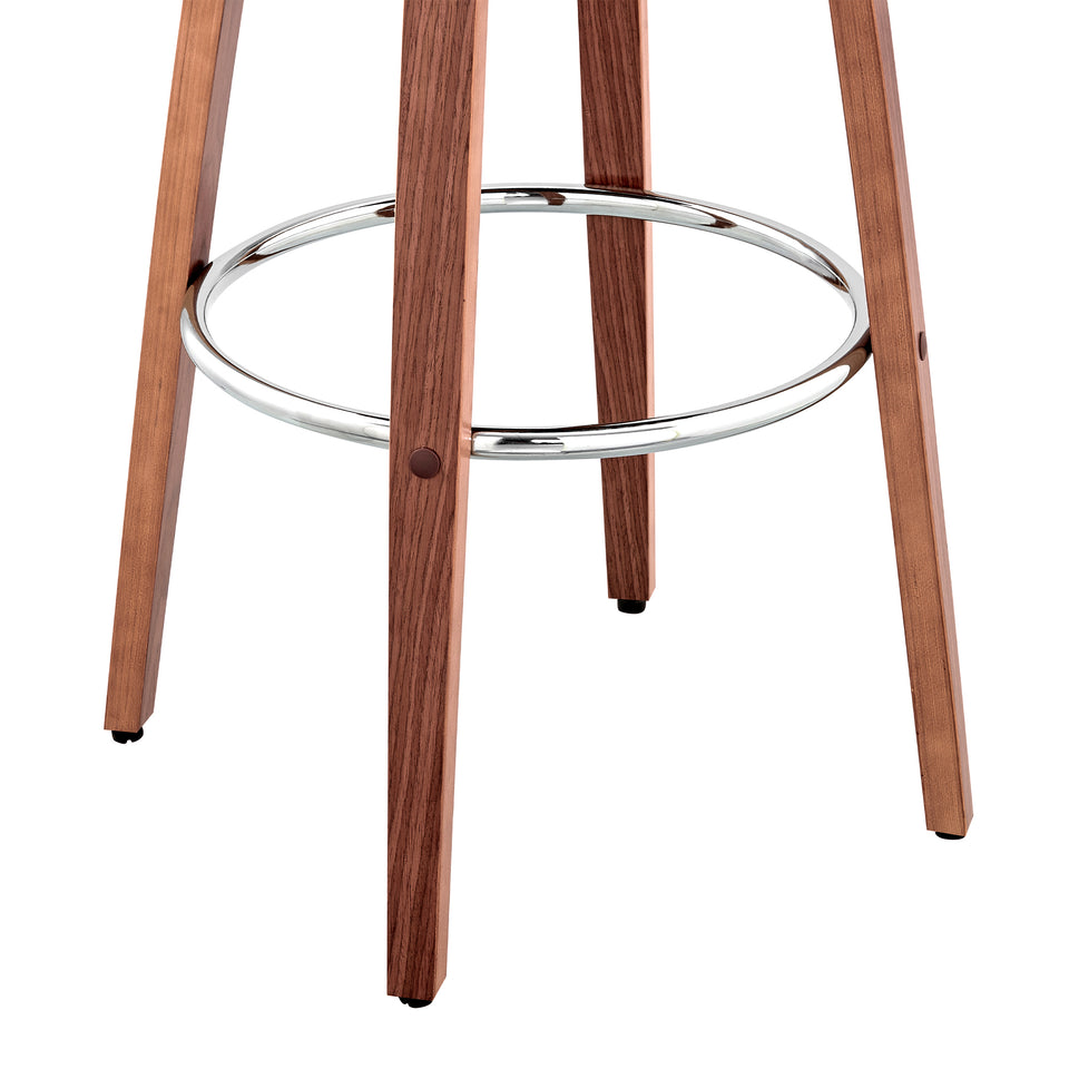 Daxton 30" Brown Faux Leather and Walnut Wood Bar Stool