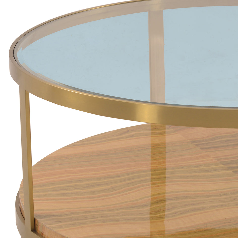 Hattie Glass Top Coffee Table with Brushed Gold Legs