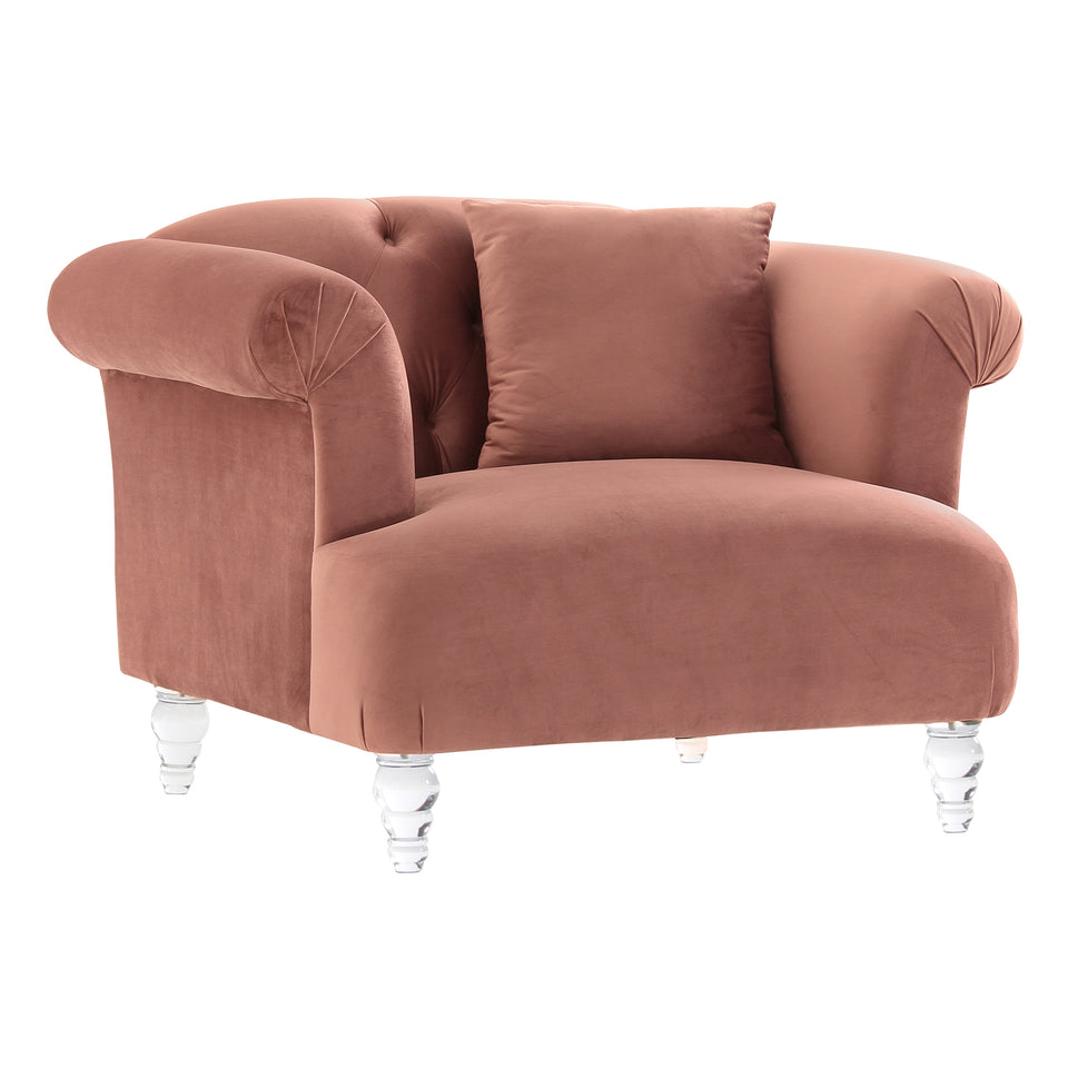 Elegance Contemporary Chair in Blush Velvet with Acrylic Legs