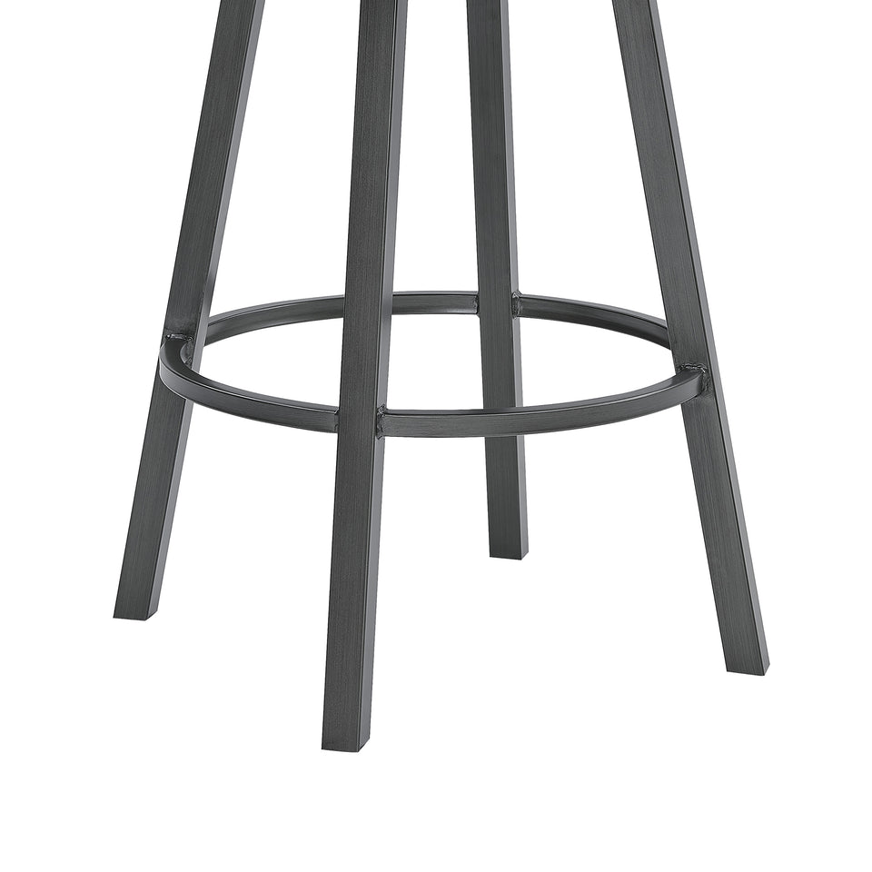 Fargo 26" Counter Height Metal Barstool in Mineral Finish with Black Faux Leather