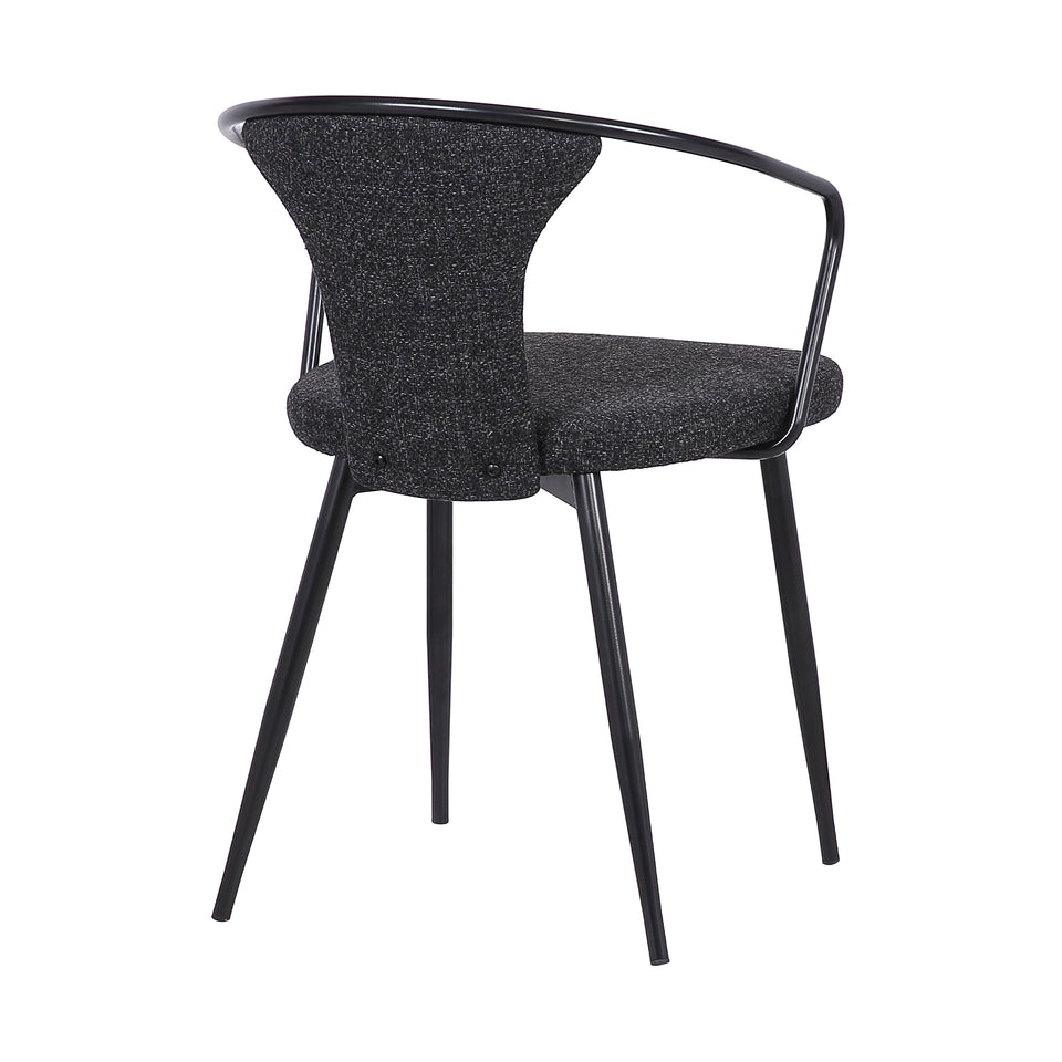 Francis Contemporary Dining Chair in Black Powder Coated Finish and Black Fabric