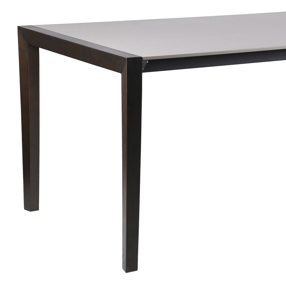 Fineline Indoor Outdoor 80" Rectangle Dining Table in Dark Eucalyptus Wood and Super Stone
