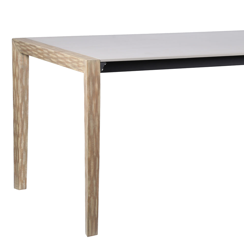 Fineline Indoor Outdoor 80" Rectangle Dining Table in Light Eucalyptus Wood and Super Stone