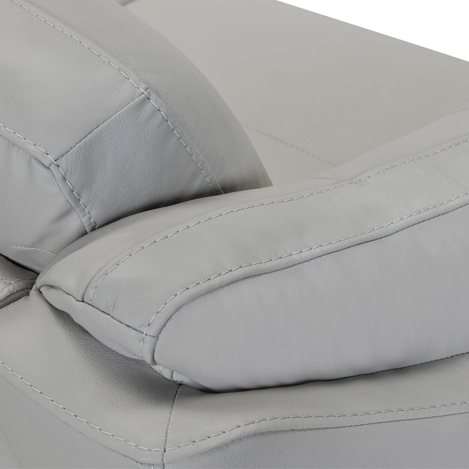 Franz 87" Modern Dove Gray Genuine Leather Sofa