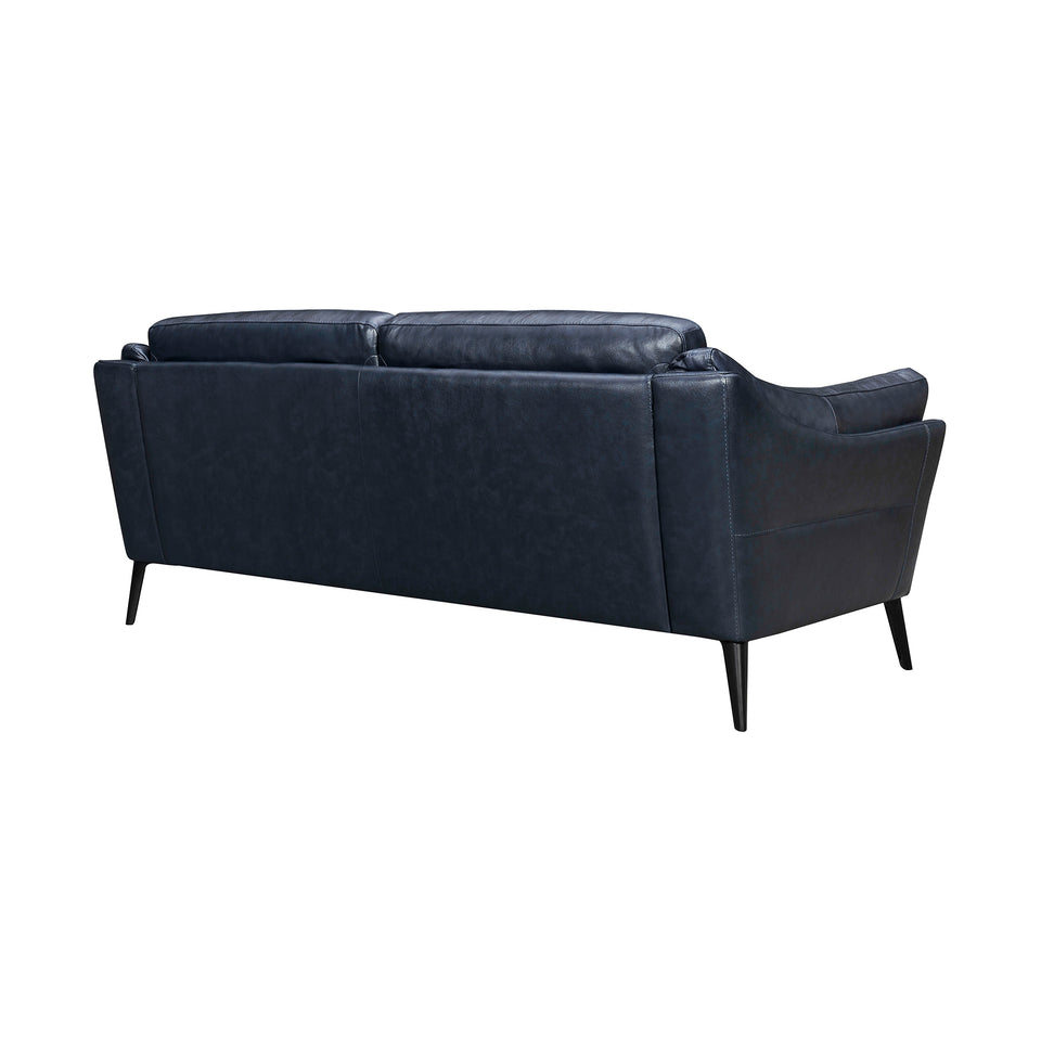 Franz 87" Modern Blue Genuine Leather Sofa