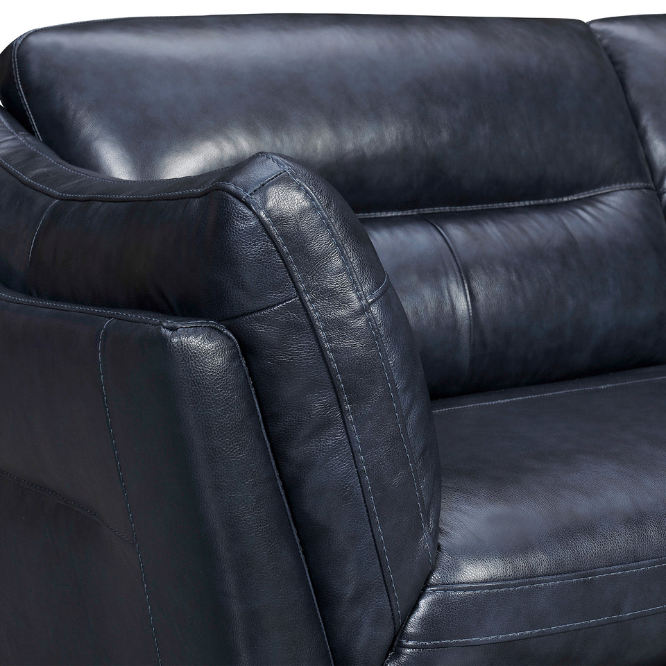 Franz 87" Modern Blue Genuine Leather Sofa