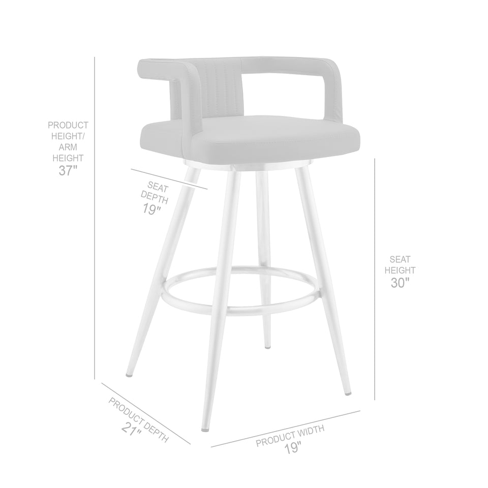 Gabriele 30" Gray Faux Leather and Brushed Stainless Steel Swivel Bar Stool