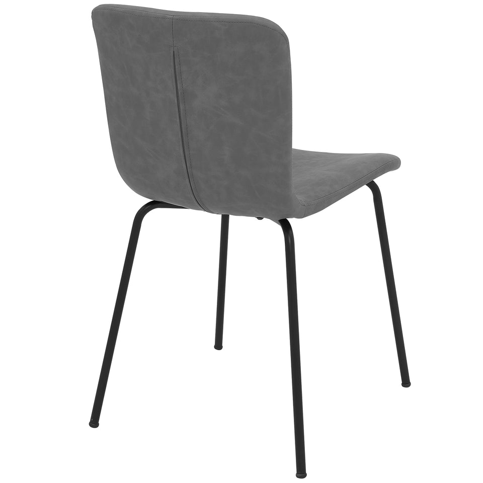 Gillian Modern Dark Gray Faux Leather and Metal Dining Room Chairs - Set of 2