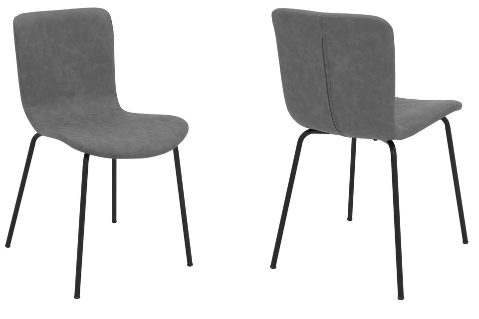 Gillian Modern Dark Gray Faux Leather and Metal Dining Room Chairs - Set of 2