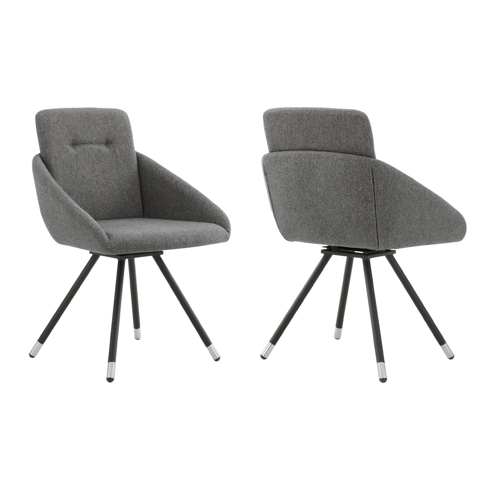 Granada Swivel Gray Fabric Dining Room Chairs - Set of 2