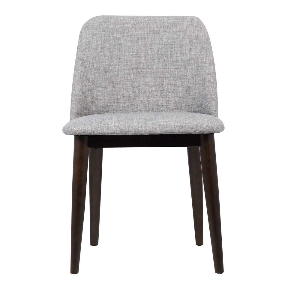 Horizon Contemporary Dining Chair in Light Gray Fabric with Brown Wood Legs - Set of 2