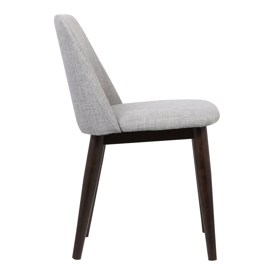 Horizon Contemporary Dining Chair in Light Gray Fabric with Brown Wood Legs - Set of 2