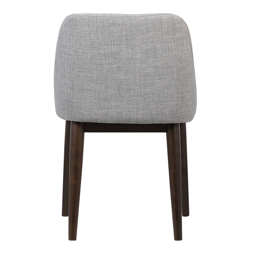 Horizon Contemporary Dining Chair in Light Gray Fabric with Brown Wood Legs - Set of 2