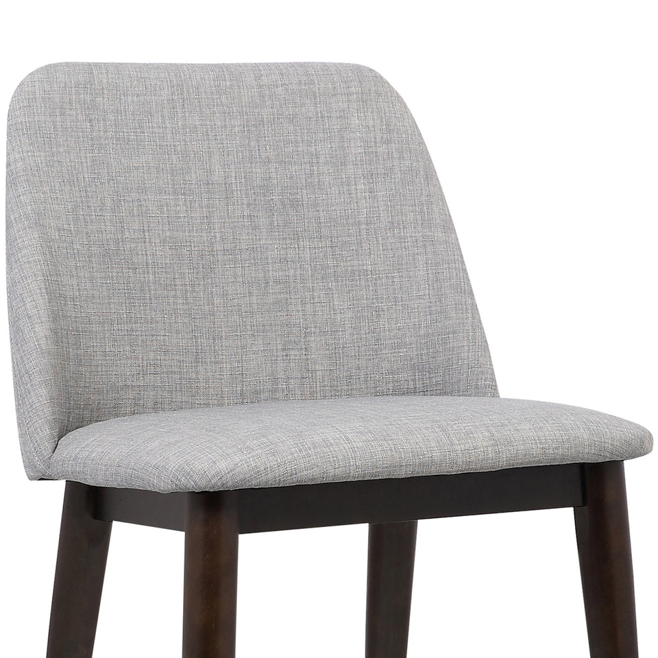 Horizon Contemporary Dining Chair in Light Gray Fabric with Brown Wood Legs - Set of 2