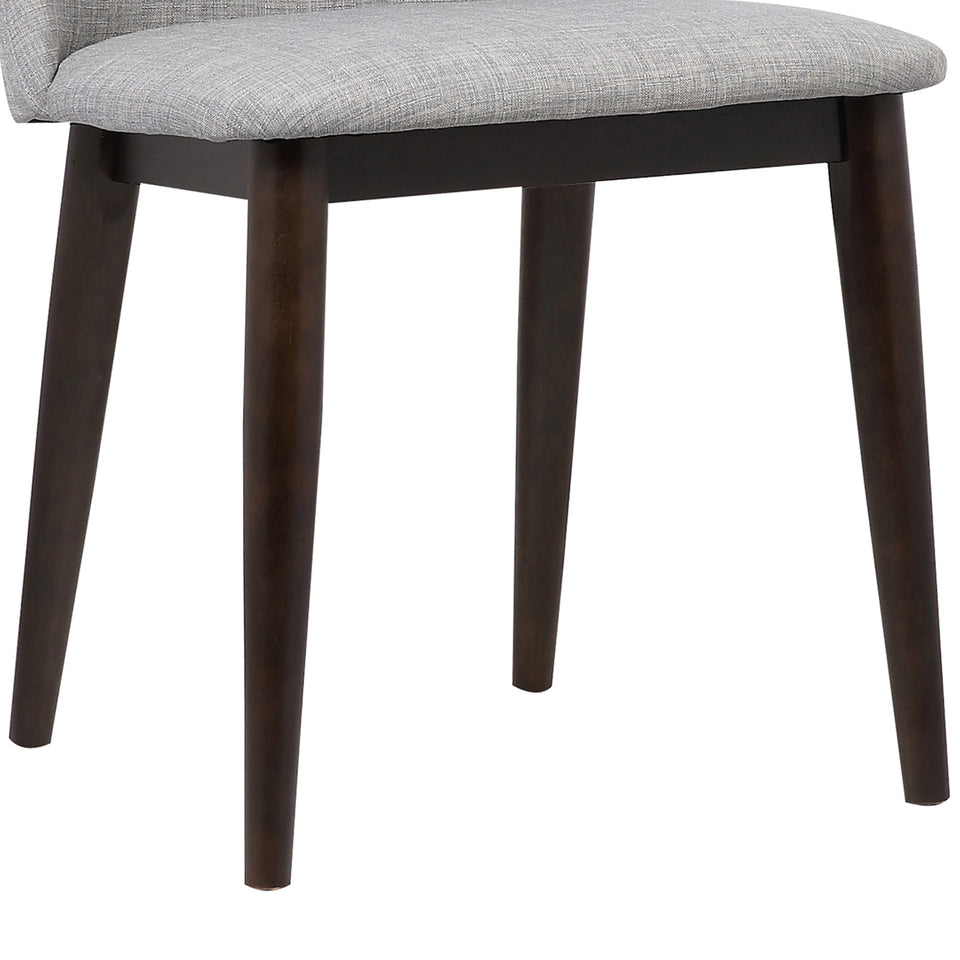 Horizon Contemporary Dining Chair in Light Gray Fabric with Brown Wood Legs - Set of 2